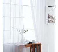 SpaceDresser Basic Rod Pocket Sheer Voile Window Curtain Panels White 1 Pair 2 Panels 60 Width 84 Inch Long for Kitchen Bedroom Children Living Room Yard(White,60 W x 84 L)