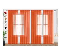 SpaceDresser Burnt Orange Sheer Curtains 4 Panels Rod Pocket Semi-Sheer Curtain 84 Inches Long Light Filtering Voile Window Drapes for Bedroom Living Room Kitchen, Each 52W x 84L