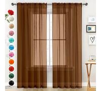 SpaceDresser Sheer Voile Curtain Panels Rod Pocket Window Treatment Kitchen Bedroom Living Room Sunlight Filtering Privacy Draperies
