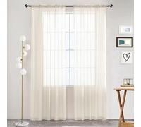 SpaceDresser Sheer Voile Window Treatment Rod Pocket Curtain Panels for Kitchen Bedroom Living Room Drapes Sunlight Filtering Privacy Semi Home Decor Assorted Colors Sizes (Ivory, 52 W x 54 L)
