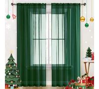 SpaceDresser Sheer Voile Window Treatment Rod Pocket Curtain Panels for Kitchen Bedroom Living Room Drapes Sunlight Filtering Privacy Semi Home Decor Assorted Colors Sizes (Foliage Green, 52 W x 90 L)