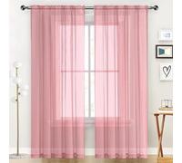 SpaceDresser Sheer Voile Window Treatment Rod Pocket Curtain Panels for Kitchen Bedroom Living Room Drapes Sunlight Filtering Privacy Semi Home Decor Assorted Colors Sizes (Blush, 52 W x 54 L)