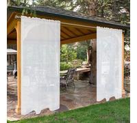 SpaceDresser Waterproof Outdoor Sheer Curtains for Patio - 2 Panels Rod Pocket Indoor Voile Sheer Curtain for Living Room,52W x 84L inch, White
