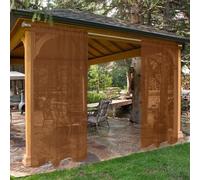 SpaceDresser Waterproof Outdoor Sheer Curtains for Patio - 4 Panels Rod Pocket Indoor Voile Sheer Curtain for Living Room,52W x 96L inch, Brown