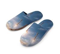 Spacees Falcon Heavy Boosters Landing Mens Slippers Warm Non-Slip Houes Shose Spa Slipper for Home Bedroom
