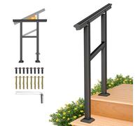 SPACEEUP Hand Rails for Outdoor Steps,2 Step Handrail，24" x 34" Fits 0 to 2 Steps, Outdoor Stair Handrail Kit, Black Railings for Outdoor Steps for Porch Deck，Hand Rails for Seniors