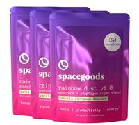 Spacegoods Rainbow Dust 3 Pack 240g | 90 Days Supply | Flavoured Mushroom Coffee | 80mg of Natural Caffeine | Lions Mane, Chaga, Ashwagandha & Vitamin B5 | Focus, Energy & Calm | Vanilla & Cinnamon
