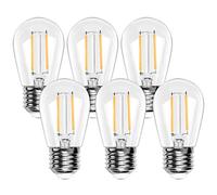 Spacelumen E27 Screw Bulb, S14 Vintage Edison LED Light Bulb, 2W 2700K Warm White Outdoor Light Bulbs Replacement, Pack of 6