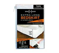 Spacemaker Polyester Bed Skirt - Extra Long Bedskirt Hides Bed Risers - Twin - 21 Inches, White