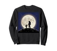 Spaceman and Child Holding Hands On Moon Design Sweatshirt
