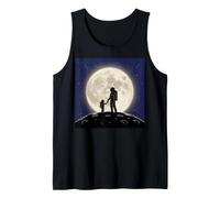 Spaceman and Child Holding Hands On Moon Design Tank Top