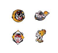 Spaceman Enamel Pins Set Astronaut Holding Rose Flowers Planet Lapel Pins for Women Men Cartoon Planet Brooch Pin for Jackets Backpack Accessory Decor