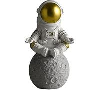 Spaceman Statue Astronaut Figurine Resin Spaceman Model Ornament Astronaut Sculpture for Home Office Desktop Tabletop Decoration - Gold Meditate