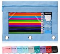SPACEMATE Binder Pencil Pouch Case Box Bag for 3 Ring Binder School Supplies Girls Boys Kids, Clear Preppy Stuff Large Aesthetic Pen Organizer, Back to College Stationary, 1 Pack, Cornflower Blue