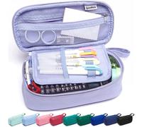 SPACEMATE Heavy Duty Canvas Pencil Case Pouch Bag - Holds 50-100 Pencils - Large Big Capacity Aesthetic Pen Case School Supplies for Girls Women Adults (Purple)