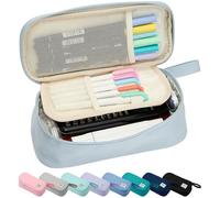SPACEMATE Pencil Case Pouch Bag School Supplies for Girls and Boys, Large Big Capacity Aesthetic Pen Case, Simple Zipper Stationery Bag for Women Men Adults, Powder Blue, L, Standard