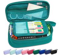 SPACEMATE Pencil Case Pouch Box Bag School Supplies Girls Boys Kids, Cute Preppy Stuff Large Big Capacity Aesthetic Pen Organizer, Back to College Stationary, Dark Cyan, Heavy Duty Canvas, 1800ml