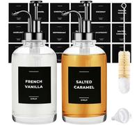 Spaceneat Coffee Syrup Dispenser with Pump - Includes 24 Flavour Labels - Glass Syrup Dispenser for Coffee Bar - Elevate your Beverage Station with 500 ml Flavouring Container Bottles, 2pcs, Black