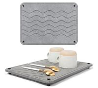 Spaceneat Diatomite Stone Drying Mat for Kitchen Counter - Rapid Moisture Removal - 40 x 30 cm Large Dish Drying Stone for Kitchen Sink - Diatomaceous Earth Quick Dry Dish Mat - Grey Waves