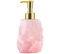 Spaceneat Rose Quartz Crystal Dispenser - Glossy Gold Color Pump - Natural Stone Soap Dispenser for Bathroom