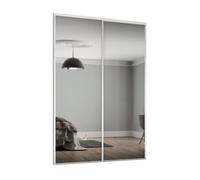 Spacepro Basic 1 Panel Mirrored White Framed Sliding Wardrobe Door Pack Of 1 (H)2220mm (W)1201mm