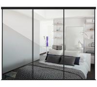 Spacepro Black Frame Mirror Sliding Door Kit W2216mm