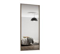Spacepro Classic 1 Panel Mirrored Carini Walnut Effect Framed Sliding Wardrobe Door (H)2220mm (W)914mm