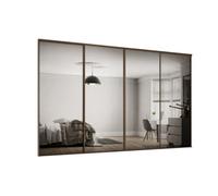 Spacepro Classic 1 Panel Mirrored Carini Walnut Effect Framed Sliding Wardrobe Door Set Of 4 (H)2220mm (W)2978mm