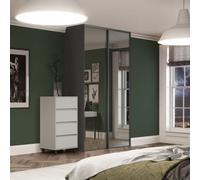 Spacepro Classic 1 Panel Mirrored Graphite Framed Sliding Wardrobe Door (H)2220mm (W)914mm