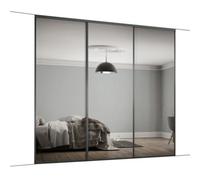 Spacepro Classic Panelled Mirrored Gloss Graphite 3 Door Sliding Wardrobe Door Kit (H)2220mm (W)2672mm