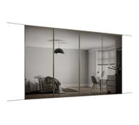 Spacepro Classic Panelled Mirrored Gloss Nickel 4 Door Sliding Wardrobe Door Kit (H)2220mm (W)2370mm