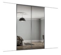 Spacepro Classic Panelled Mirrored Graphite 2 Door Sliding Wardrobe Door Kit (H)2220mm (W)1793mm