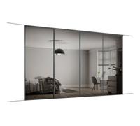 Spacepro Classic Panelled Mirrored Graphite 4 Door Sliding Wardrobe Door Kit (H)2220mm (W)3586mm