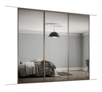 Spacepro Classic Panelled Mirrored Nickel 3 Door Sliding Wardrobe Door Kit (H)2220mm (W)2672mm
