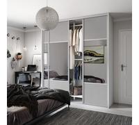 Spacepro Classic Wideline Mirrored Dove Framed Sliding Wardrobe Door (H)2220mm (W)610mm