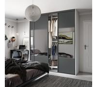 Spacepro Classic Wideline Mirrored Graphite Framed Sliding Wardrobe Door (H)2220mm (W)610mm