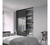 Spacepro Classic Wideline Mirrored Graphite Framed Sliding Wardrobe Door (H)2220mm (W)762mm