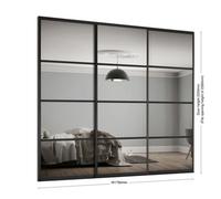 Spacepro Element 4 Panel Mirrored Black Framed Sliding Wardrobe Door Set Of 3 (H)2220mm (W)3002mm