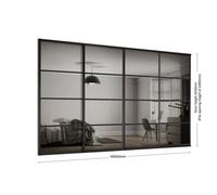 Spacepro Element 4 Panel Mirrored Black Framed Sliding Wardrobe Door Set Of 4 (H)2220mm (W)3002mm