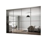Spacepro Minimalist Mirror Panelled Mirrored Gloss 4 Door Sliding Wardrobe Door Kit (H)2220mm (W)3008mm