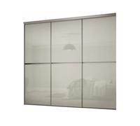 Spacepro Minimalist Mirror Panelled Non-Mirrored Matt Arctic White 3 Door Sliding Wardrobe Door Kit (H)2220mm (W)1790mm