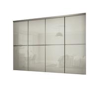 Spacepro Minimalist Mirror Panelled Non-Mirrored Matt Arctic White 4 Door Sliding Wardrobe Door Kit (H)2220mm (W)2400mm