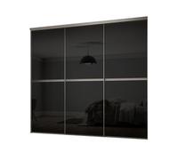 Spacepro Minimalist Mirror Panelled Non-Mirrored Matt Black 3 Door Sliding Wardrobe Door Kit (H)2220mm (W)2246mm