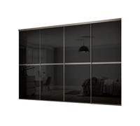 Spacepro Minimalist Mirror Panelled Non-Mirrored Matt Black 4 Door Sliding Wardrobe Door Kit (H)2220mm (W)3008mm