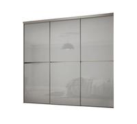 Spacepro Minimalist Mirror Panelled Non-Mirrored Matt Grey 3 Door Sliding Wardrobe Door Kit (H)2220mm (W)2246mm