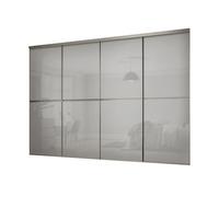 Spacepro Minimalist Mirror Panelled Non-Mirrored Matt Grey 4 Door Sliding Wardrobe Door Kit (H)2220mm (W)2400mm