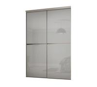 Spacepro Minimalist Mirror Shaker Non-Mirrored Gloss Grey Glass 2 Door Sliding Wardrobe Door Kit (H)2220mm (W)1504mm