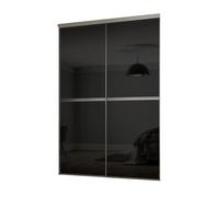Spacepro Minimalist Mirror Shaker Non-Mirrored Matt Black 2 Door Sliding Wardrobe Door Kit (H)2220mm (W)1504mm