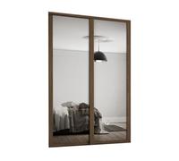 Spacepro Shaker 1 Panel Mirrored Carini Walnut Effect Framed Sliding Wardrobe Door Set Of 2 (H)2220mm (W)1145mm