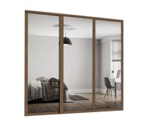 Spacepro Shaker 1 Panel Mirrored Carini Walnut Effect Framed Sliding Wardrobe Door Set Of 3 (H)2220mm (W)2592mm